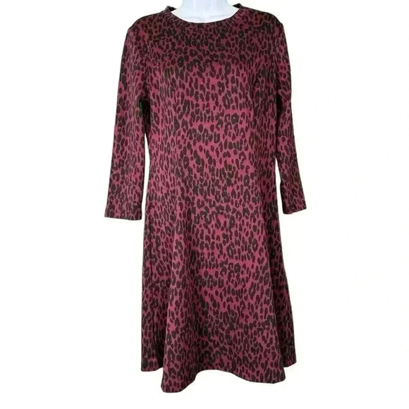 Beach Lunch Lounge Women's Medium Maroon Cheetah Print Dress - Picture 1 of 5